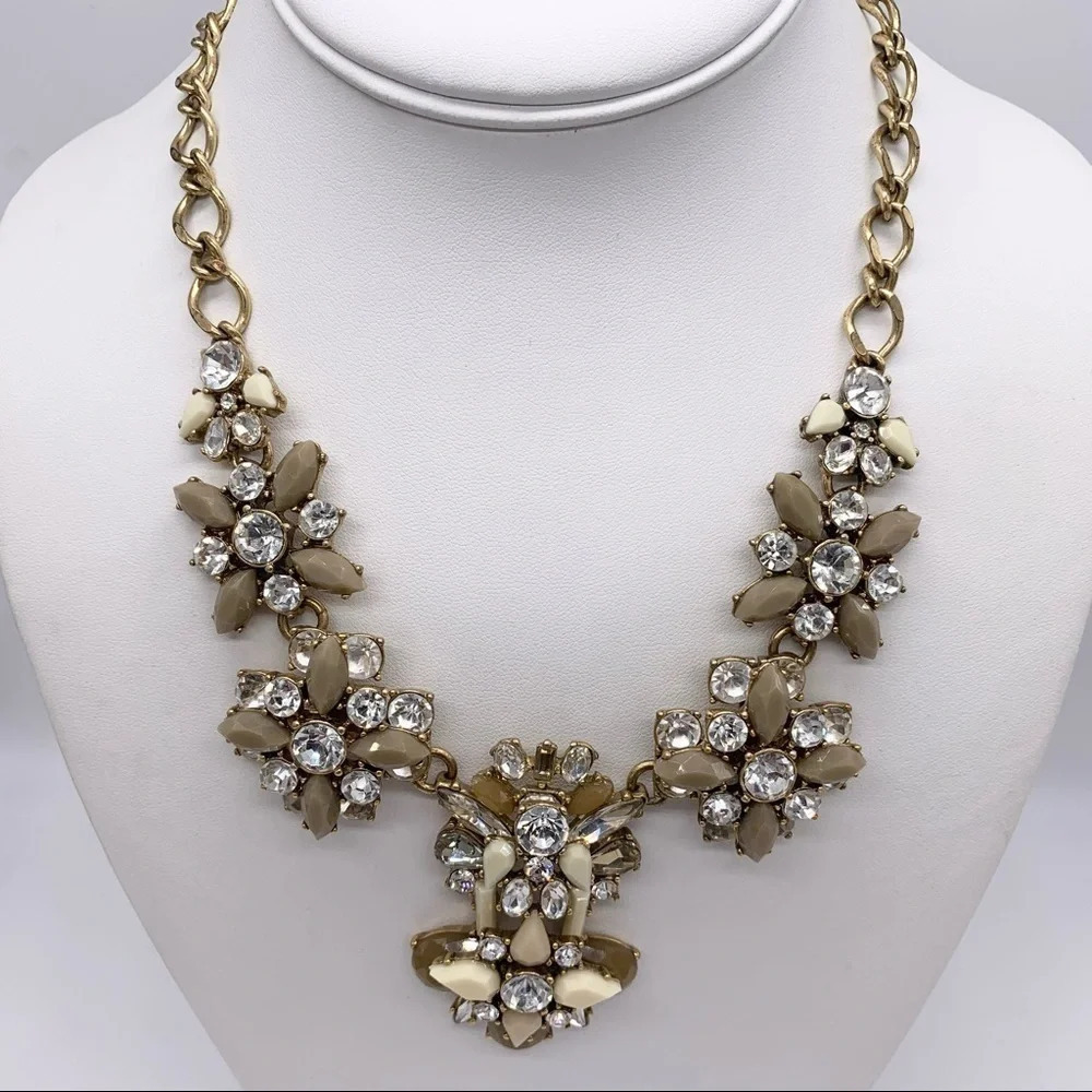 J. Crew Tan Cream Taupe Jeweled Necklace